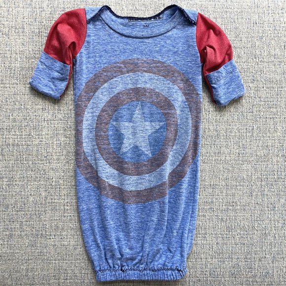 Captain America Marvel Comics Handmade newborn gown t- shirt baby sleep sack - Picture 1 of 10